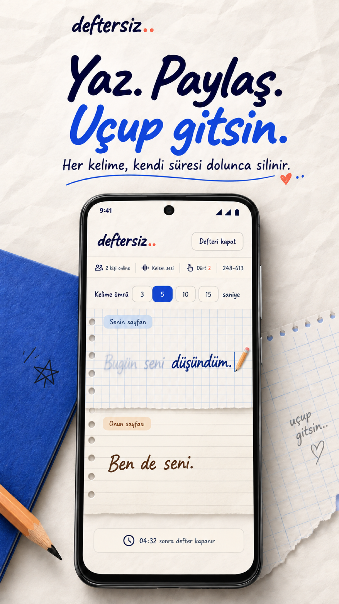 Deftersiz — App-Ansicht