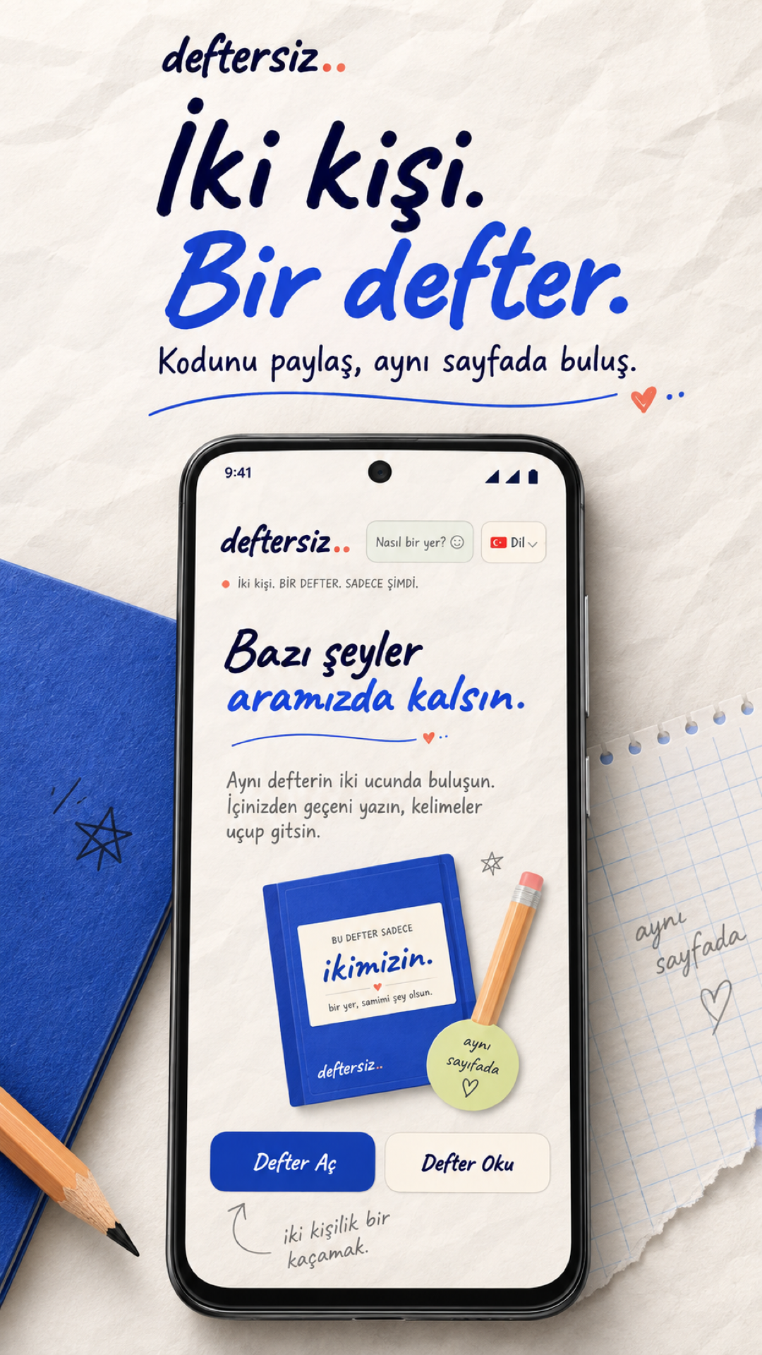 Deftersiz — App-Ansicht